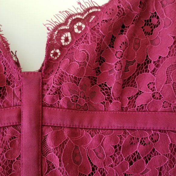 Keepsake the Label Berry Red Burgundy Lace Corset Dress Sweetheart Midi XS - Picture 4 of 11